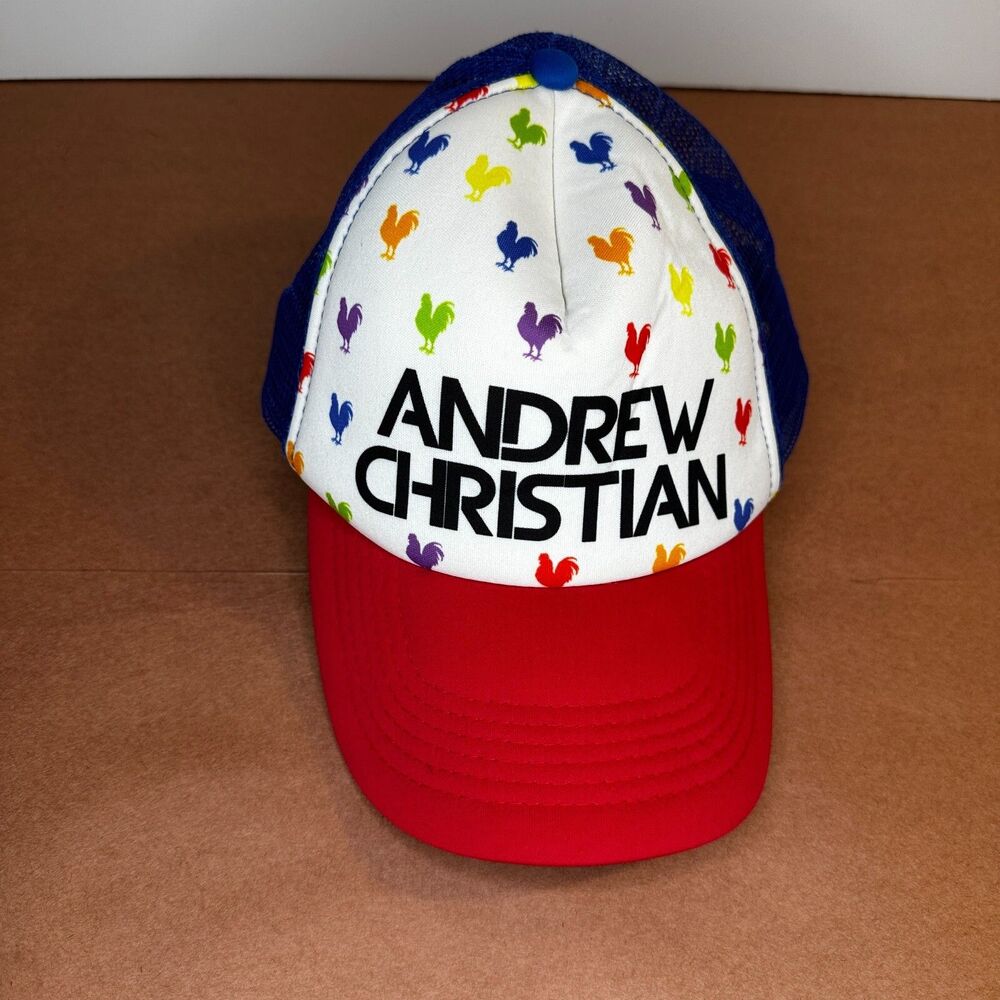Andrew Christian Hat Cap Snap Back Rooseter Rainbow Rare Mens